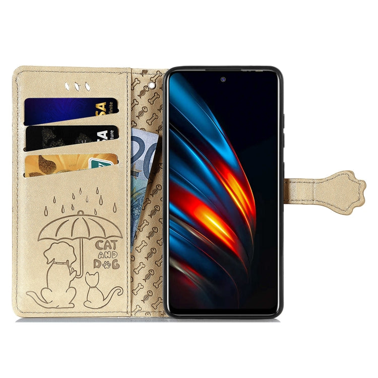 For Tecno Pova 2 Lovely Cat and Dog Embossing Pattern Horizontal Flip Leather Phone Case with Holder & Card Slots & Wallet & Cartoon Clasp & Lanyard