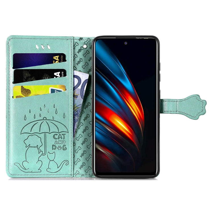 For Tecno Pova 2 Lovely Cat and Dog Embossing Pattern Horizontal Flip Leather Phone Case with Holder & Card Slots & Wallet & Cartoon Clasp & Lanyard