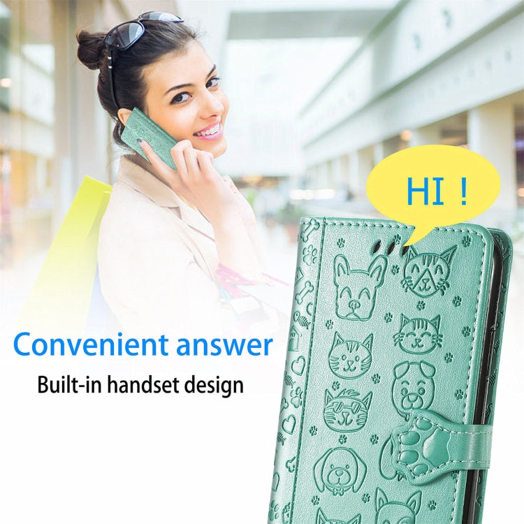 For Tecno Pova 2 Lovely Cat and Dog Embossing Pattern Horizontal Flip Leather Phone Case with Holder & Card Slots & Wallet & Cartoon Clasp & Lanyard