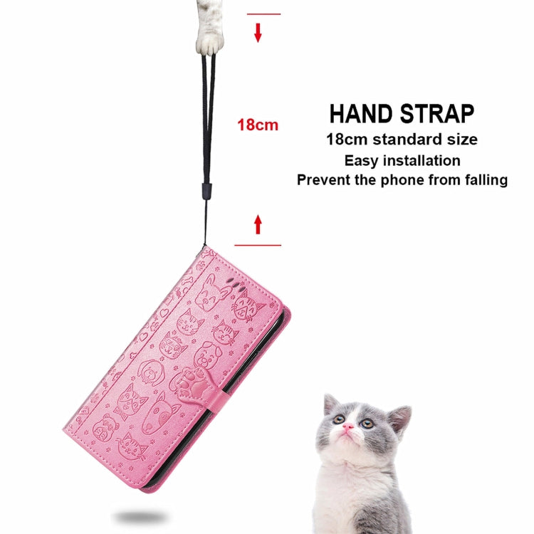 For vivo X70 Pro Lovely Cat and Dog Embossing Pattern Horizontal Flip Leather Phone Case with Holder & Card Slots & Wallet & Cartoon Clasp & Lanyard