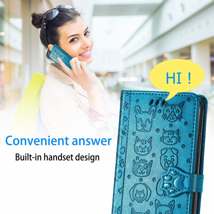 For vivo X70 Pro Lovely Cat and Dog Embossing Pattern Horizontal Flip Leather Phone Case with Holder & Card Slots & Wallet & Cartoon Clasp & Lanyard