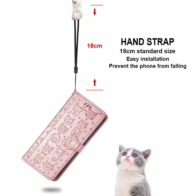 For vivo X70 Pro Lovely Cat and Dog Embossing Pattern Horizontal Flip Leather Phone Case with Holder & Card Slots & Wallet & Cartoon Clasp & Lanyard