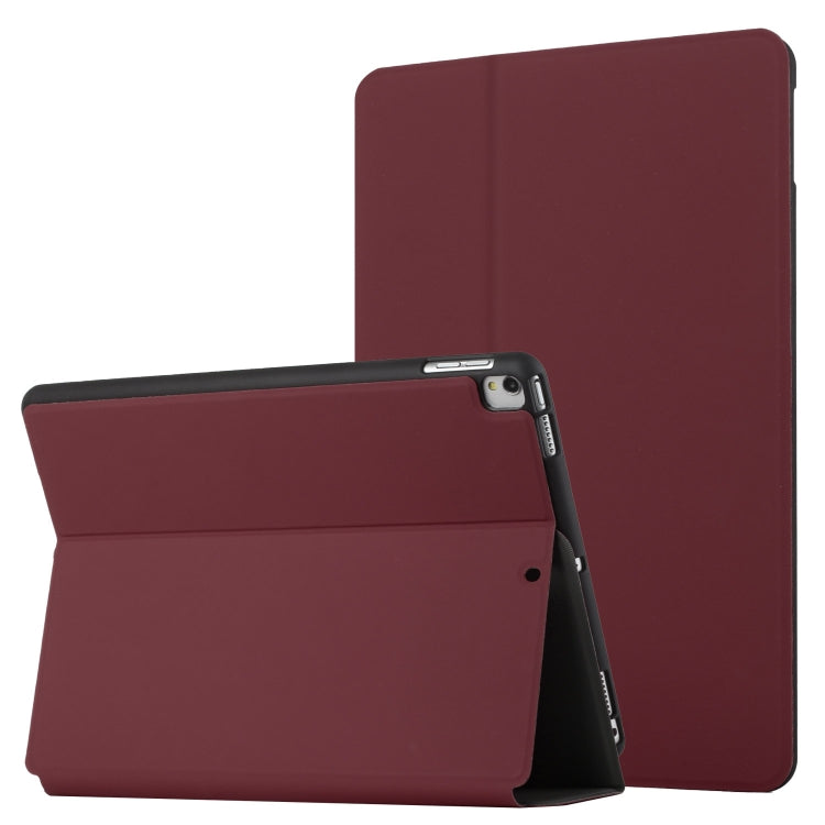 For iPad 9.7 2018 & 2017 Dual-Folding Horizontal Flip Tablet Leather Case with Holder & Sleep / Wake-up Function