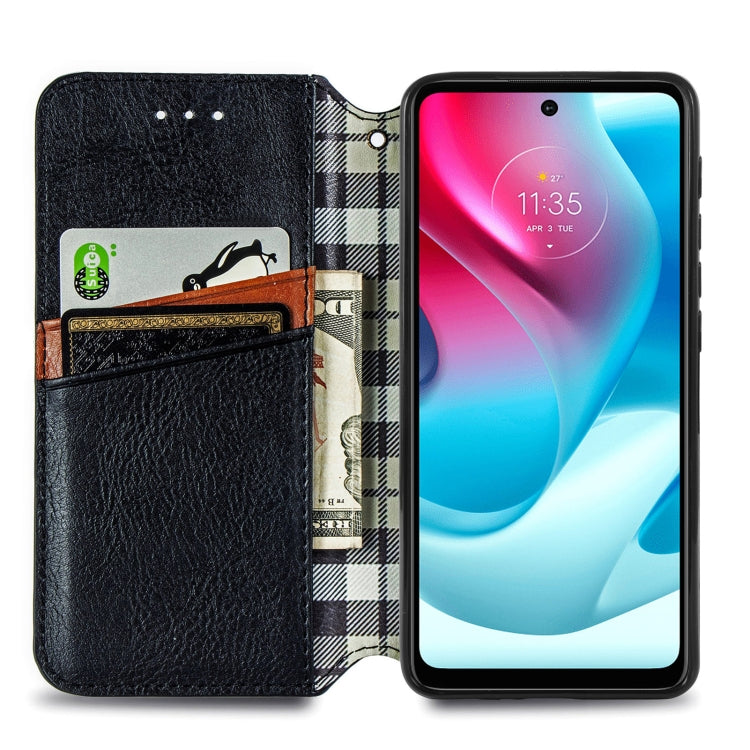 For Motorola Moto G60S Cubic Grid Pressed Horizontal Flip Magnetic Leather Phone Case with Holder & Card Slots & Wallet