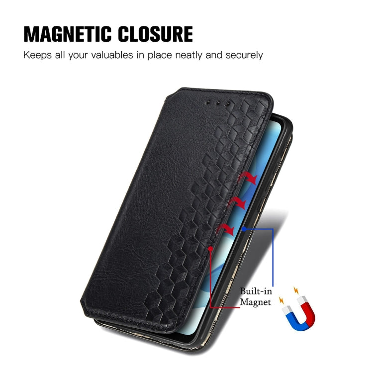 For Motorola Moto G60S Cubic Grid Pressed Horizontal Flip Magnetic Leather Phone Case with Holder & Card Slots & Wallet