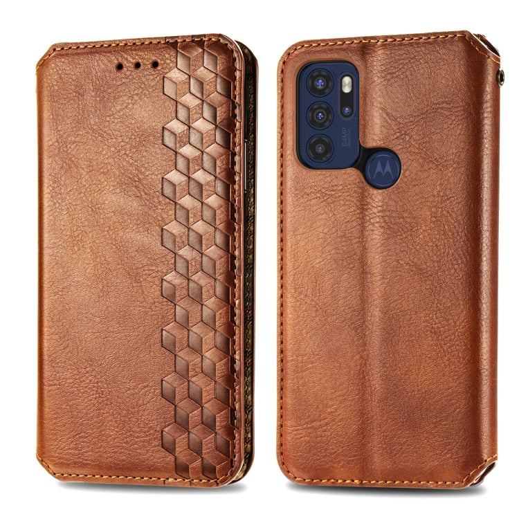 For Motorola Moto G60S Cubic Grid Pressed Horizontal Flip Magnetic Leather Phone Case with Holder & Card Slots & Wallet