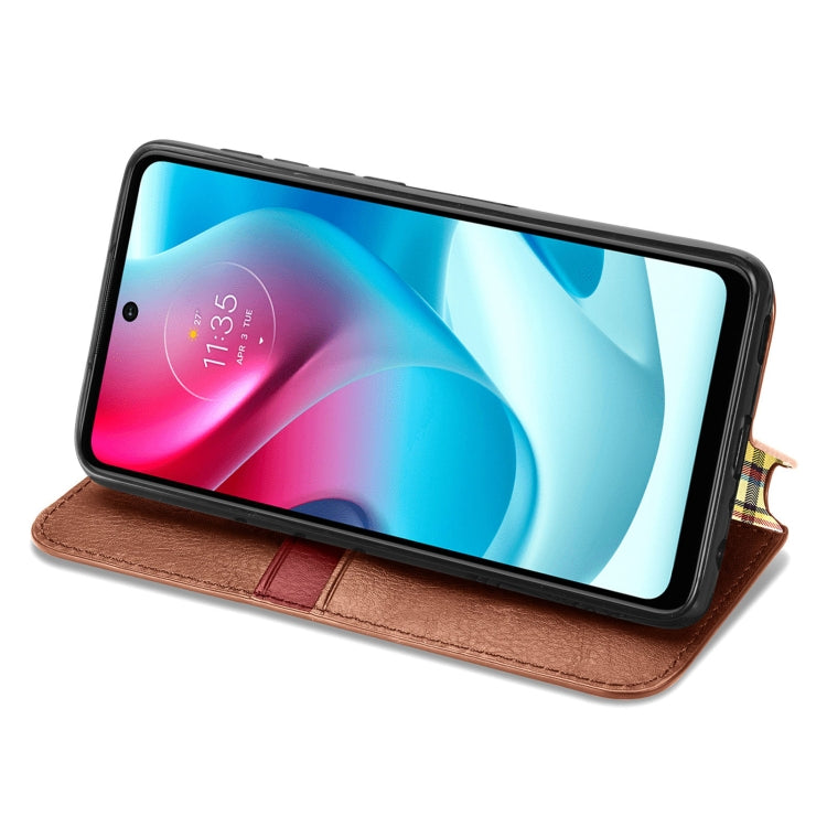 For Motorola Moto G60S Cubic Grid Pressed Horizontal Flip Magnetic Leather Phone Case with Holder & Card Slots & Wallet