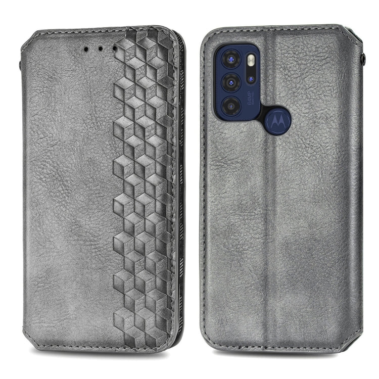 For Motorola Moto G60S Cubic Grid Pressed Horizontal Flip Magnetic Leather Phone Case with Holder & Card Slots & Wallet
