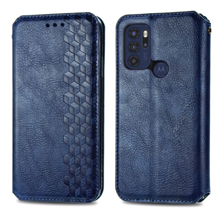 For Motorola Moto G60S Cubic Grid Pressed Horizontal Flip Magnetic Leather Phone Case with Holder & Card Slots & Wallet