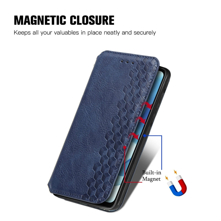 For Motorola Moto G60S Cubic Grid Pressed Horizontal Flip Magnetic Leather Phone Case with Holder & Card Slots & Wallet