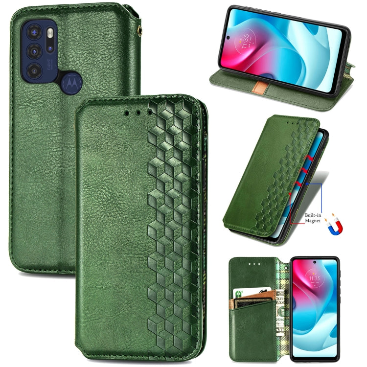 For Motorola Moto G60S Cubic Grid Pressed Horizontal Flip Magnetic Leather Phone Case with Holder & Card Slots & Wallet
