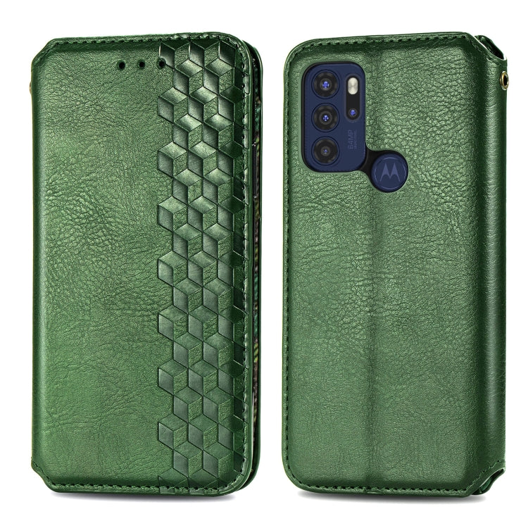 For Motorola Moto G60S Cubic Grid Pressed Horizontal Flip Magnetic Leather Phone Case with Holder & Card Slots & Wallet