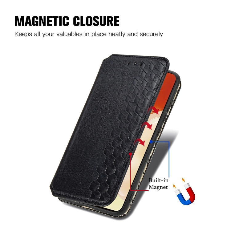 For vivo X70 Cubic Grid Pressed Horizontal Flip Magnetic Leather Phone Case with Holder & Card Slots & Wallet