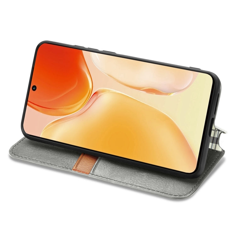 For vivo X70 Cubic Grid Pressed Horizontal Flip Magnetic Leather Phone Case with Holder & Card Slots & Wallet