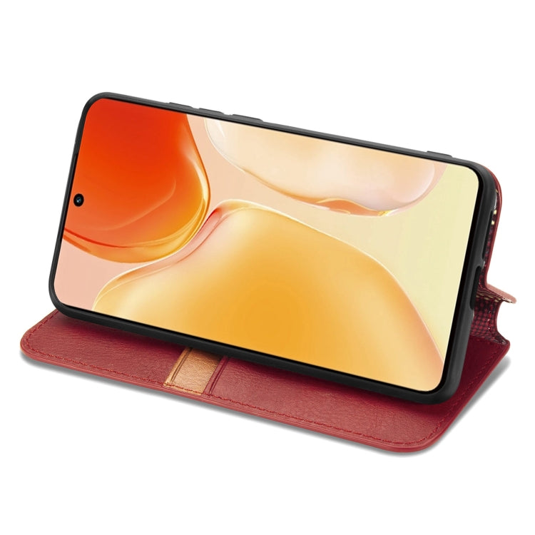 For vivo X70 Cubic Grid Pressed Horizontal Flip Magnetic Leather Phone Case with Holder & Card Slots & Wallet