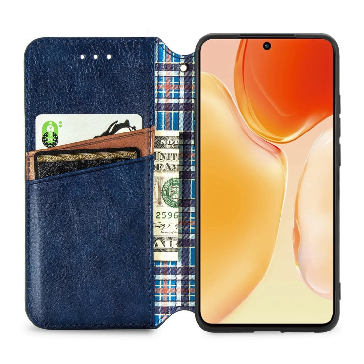 For vivo X70 Cubic Grid Pressed Horizontal Flip Magnetic Leather Phone Case with Holder & Card Slots & Wallet