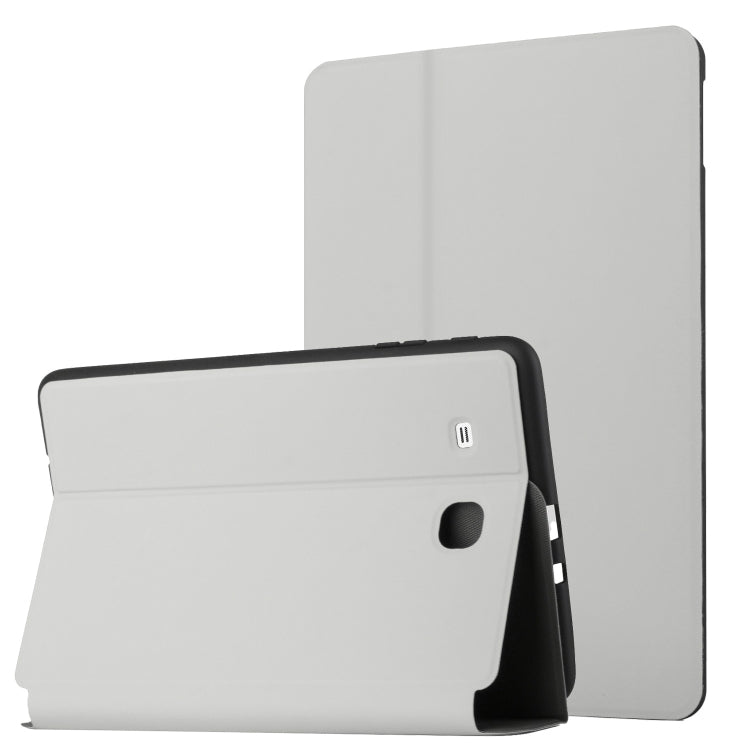 For Samsung Galaxy Tab E 9.6 T560/T561/T565/T567V Dual-Folding Horizontal Flip Tablet Leather Case with Holder