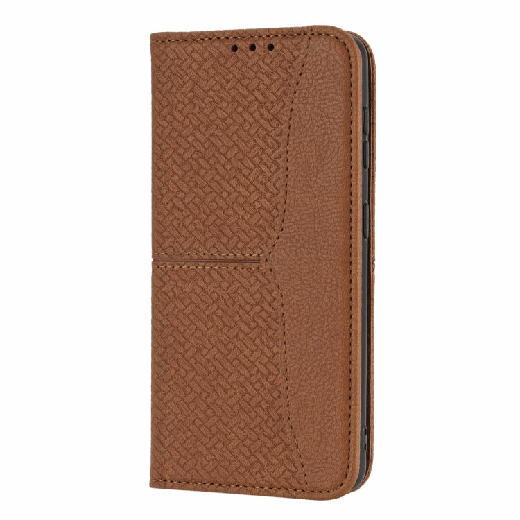 For Samaung Galaxy S22 5G Woven Texture Stitching Magnetic Horizontal Flip PU Leather Phone Case