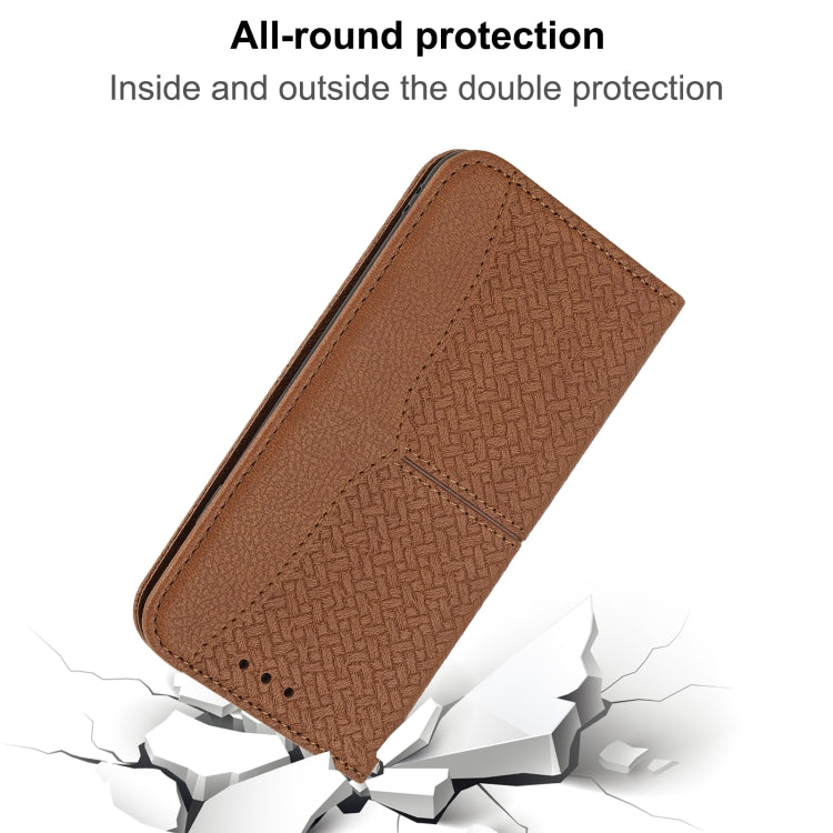 For Samaung Galaxy S22 5G Woven Texture Stitching Magnetic Horizontal Flip PU Leather Phone Case