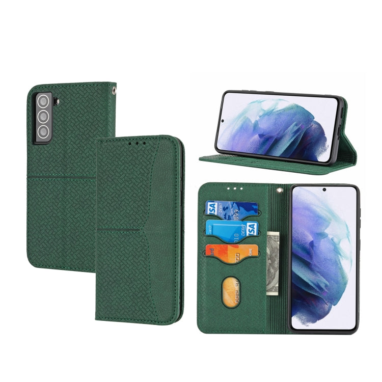 For Samaung Galaxy S22 5G Woven Texture Stitching Magnetic Horizontal Flip PU Leather Phone Case