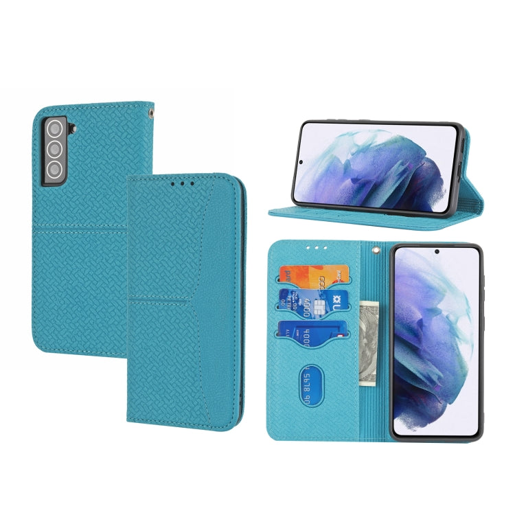 For Samaung Galaxy S22 5G Woven Texture Stitching Magnetic Horizontal Flip PU Leather Phone Case