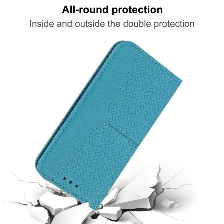 For Samaung Galaxy S22 5G Woven Texture Stitching Magnetic Horizontal Flip PU Leather Phone Case
