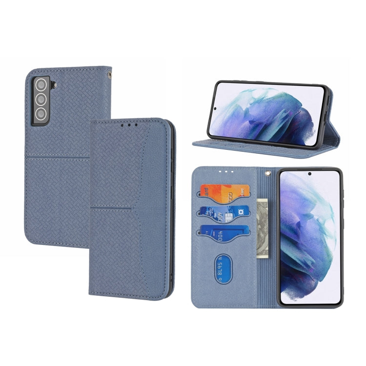 For Samaung Galaxy S22 5G Woven Texture Stitching Magnetic Horizontal Flip PU Leather Phone Case