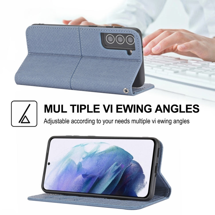 For Samaung Galaxy S22 5G Woven Texture Stitching Magnetic Horizontal Flip PU Leather Phone Case