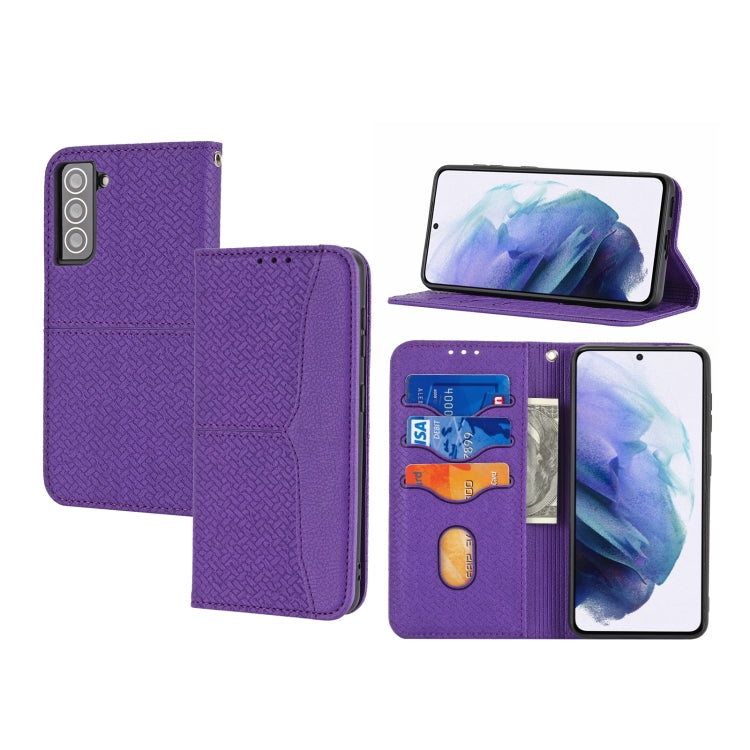 For Samaung Galaxy S22 5G Woven Texture Stitching Magnetic Horizontal Flip PU Leather Phone Case