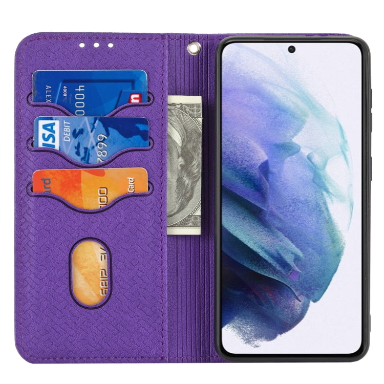 For Samaung Galaxy S22 5G Woven Texture Stitching Magnetic Horizontal Flip PU Leather Phone Case