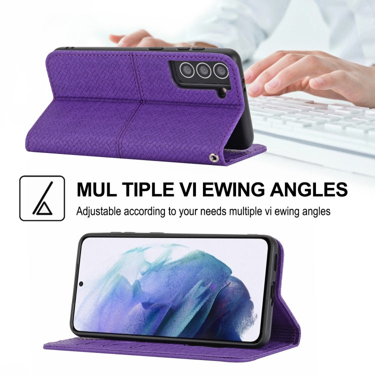 For Samaung Galaxy S22 5G Woven Texture Stitching Magnetic Horizontal Flip PU Leather Phone Case