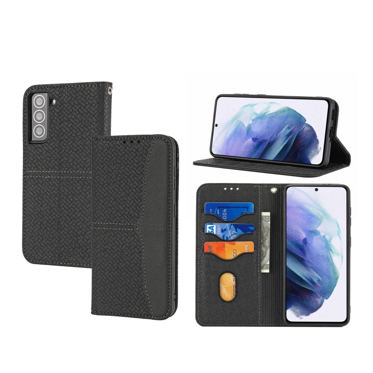 For Samaung Galaxy S22 5G Woven Texture Stitching Magnetic Horizontal Flip PU Leather Phone Case