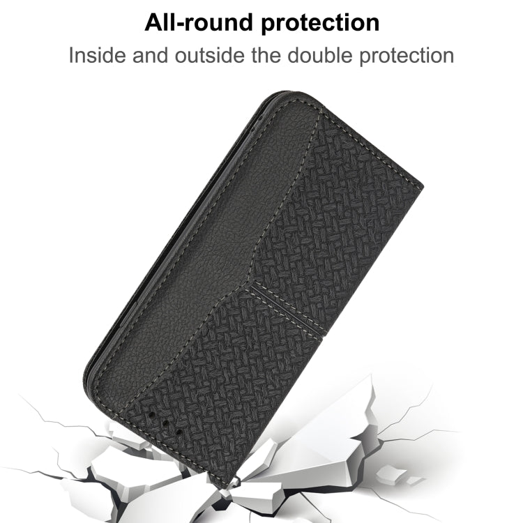 For Samaung Galaxy S22 5G Woven Texture Stitching Magnetic Horizontal Flip PU Leather Phone Case