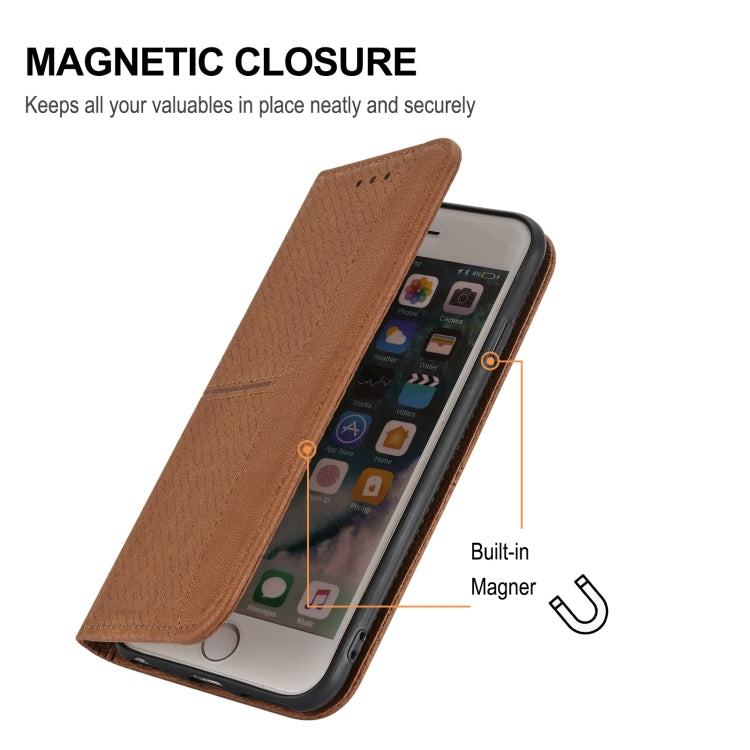 For Samaung Galaxy S22+ 5G Woven Texture Stitching Magnetic Horizontal Flip PU Leather Phone Case
