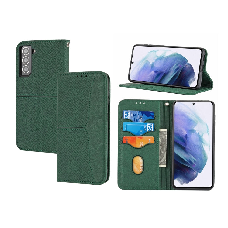 For Samaung Galaxy S22+ 5G Woven Texture Stitching Magnetic Horizontal Flip PU Leather Phone Case