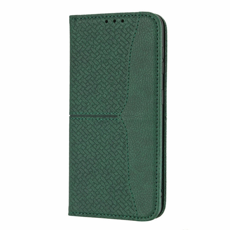 For Samaung Galaxy S22+ 5G Woven Texture Stitching Magnetic Horizontal Flip PU Leather Phone Case