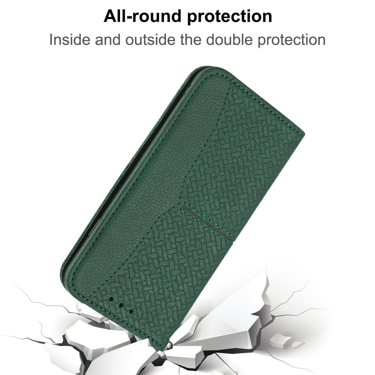 For Samaung Galaxy S22+ 5G Woven Texture Stitching Magnetic Horizontal Flip PU Leather Phone Case