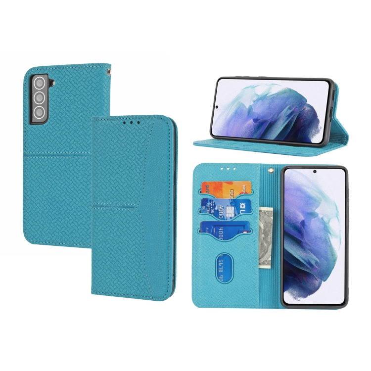 For Samaung Galaxy S22+ 5G Woven Texture Stitching Magnetic Horizontal Flip PU Leather Phone Case