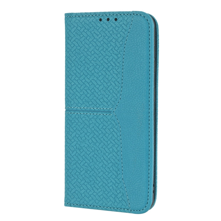 For Samaung Galaxy S22+ 5G Woven Texture Stitching Magnetic Horizontal Flip PU Leather Phone Case
