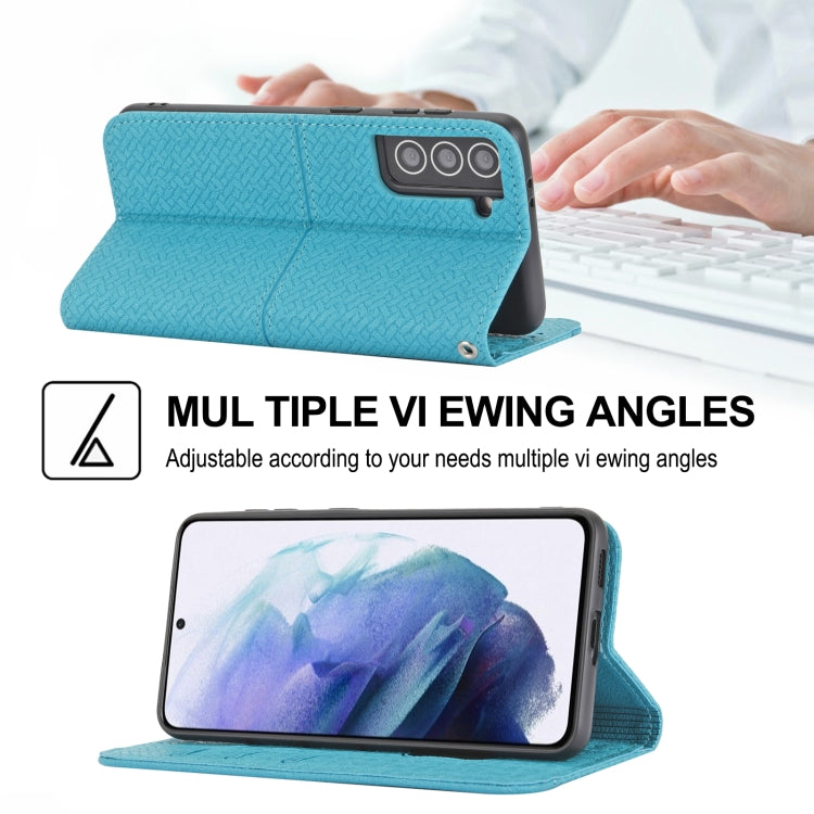 For Samaung Galaxy S22+ 5G Woven Texture Stitching Magnetic Horizontal Flip PU Leather Phone Case