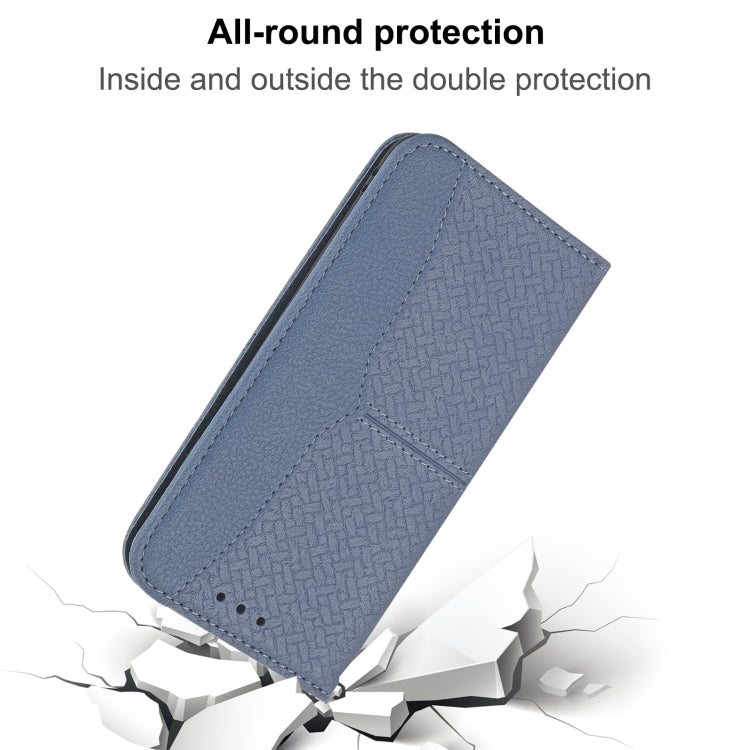 For Samaung Galaxy S22+ 5G Woven Texture Stitching Magnetic Horizontal Flip PU Leather Phone Case