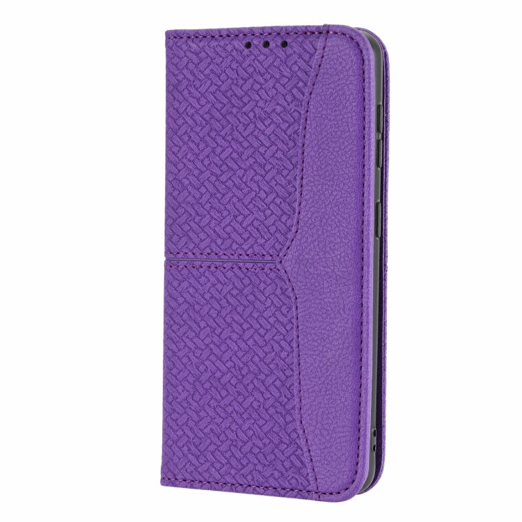 For Samaung Galaxy S22+ 5G Woven Texture Stitching Magnetic Horizontal Flip PU Leather Phone Case