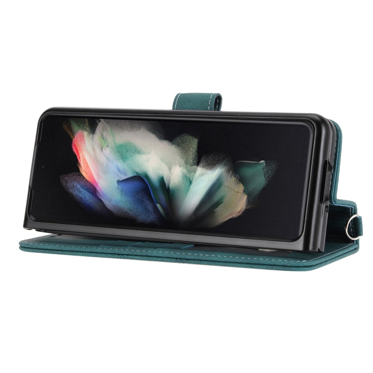 For Samsung Galaxy Z Fold3 5G Embossed Striped Magnetic Buckle PU + TPU Horizontal Flip Phone Leather Case