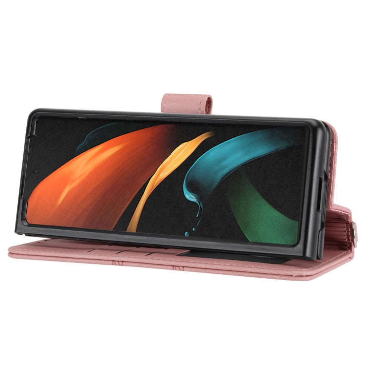 For Samsung Galaxy Z Fold2 5G Embossed Striped Magnetic Buckle PU + TPU Horizontal Flip Phone Leather Case