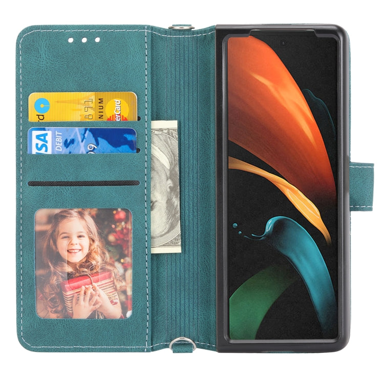 For Samsung Galaxy Z Fold2 5G Embossed Striped Magnetic Buckle PU + TPU Horizontal Flip Phone Leather Case