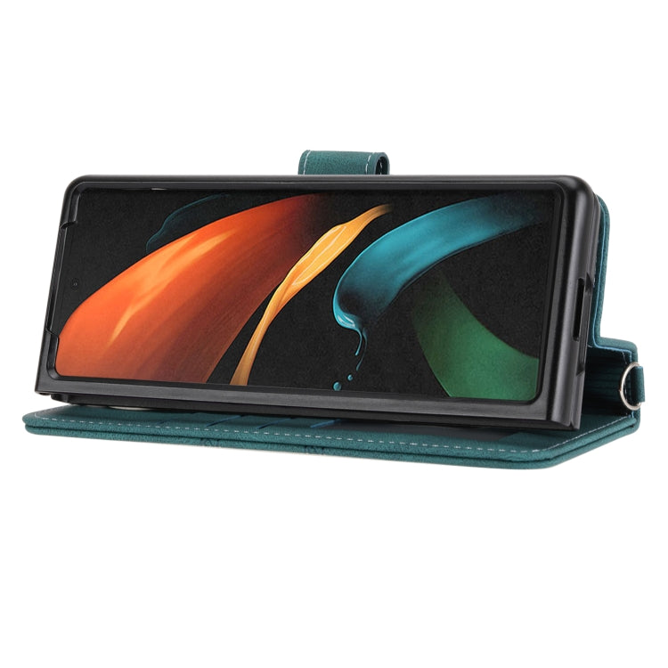 For Samsung Galaxy Z Fold2 5G Embossed Striped Magnetic Buckle PU + TPU Horizontal Flip Phone Leather Case