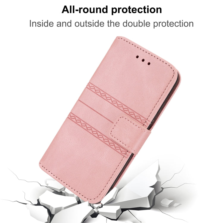 For Samaung Galaxy S22 5G Embossed Striped Magnetic Buckle PU + TPU Horizontal Flip Phone Leather Case