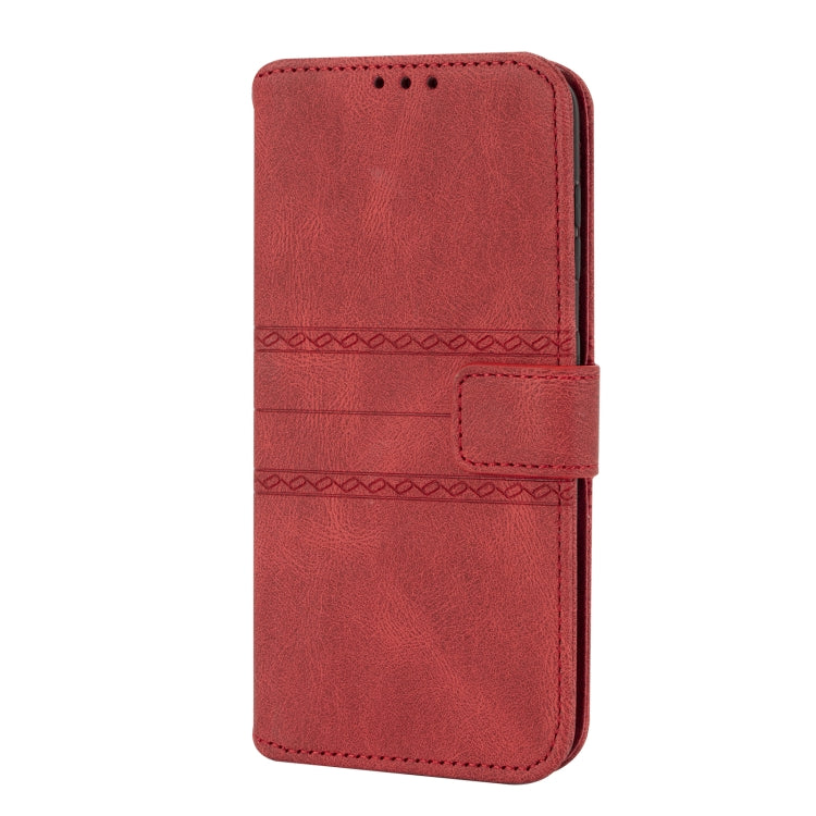 For Samaung Galaxy S22 5G Embossed Striped Magnetic Buckle PU + TPU Horizontal Flip Phone Leather Case