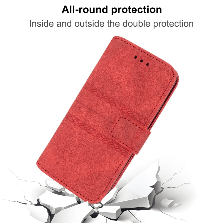 For Samaung Galaxy S22 5G Embossed Striped Magnetic Buckle PU + TPU Horizontal Flip Phone Leather Case