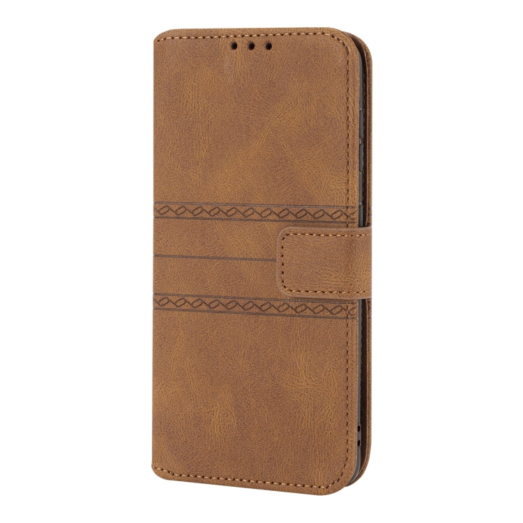For Samaung Galaxy S22 5G Embossed Striped Magnetic Buckle PU + TPU Horizontal Flip Phone Leather Case